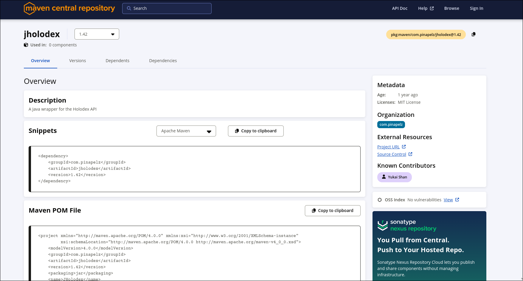 JHolodex Central Repository